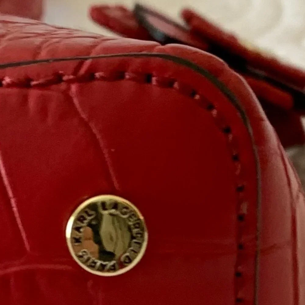 KARL LAGERFELD PARIS, Leather Tote Bag,‎ Classic Red